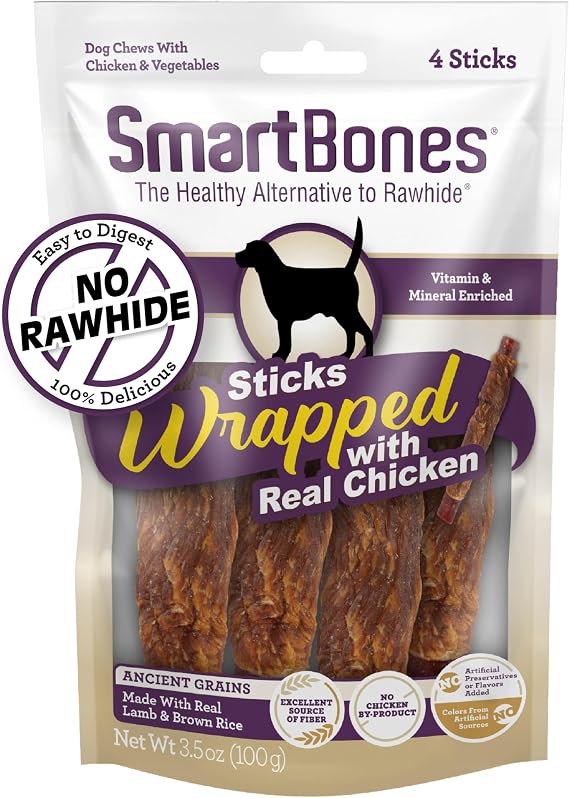 SmartBones Sticks Ancient Grain Rawhide-Free Dog Treats, 4 Count