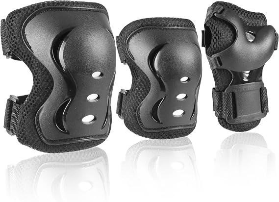JBM Knee Pad Elbow Pads and Wrist Guards Protective Gear Set for Skateboarding Cycling Roller Skating Inline Skating Scooter Riding BMX Biking Sports