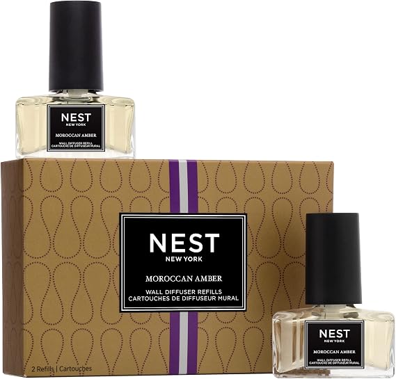 NEST New York Wall Diffuser Refill Vials, Moroccan Amber - Set of 2 - Up to 60 Days of Continuous Scent - Cruelty Free, Vegan - Made in USA