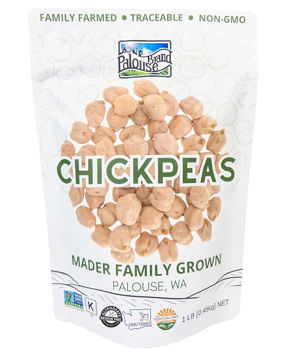Palouse Brand Certified Glyphosate Residue Free Chickpeas | Garbanzo Beans | 1 lb | Family Farmed in Washington State | Non-GMO Project Verified | Kosher Parve | USA Grown | Field Traced