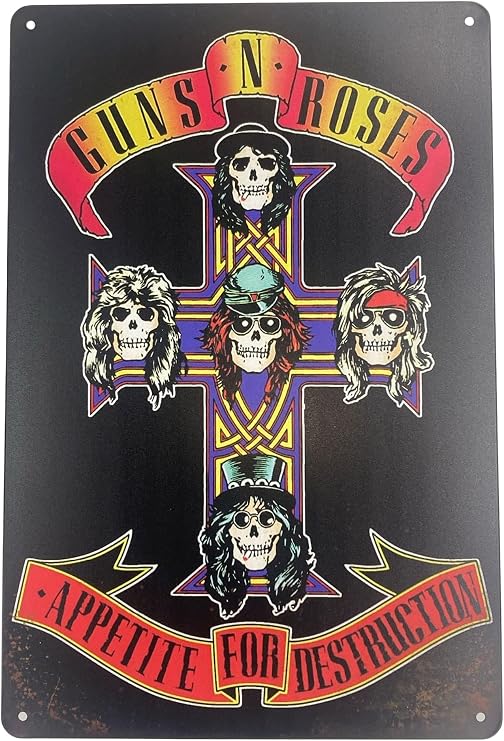 Tin Sign Bar Plaque | Metal Wall Decor Poster | Rock Band 80's 90's 8 x 12 in. | Classic Decorative Sign for Home Kitchen Bar Room Garage | Rock Music