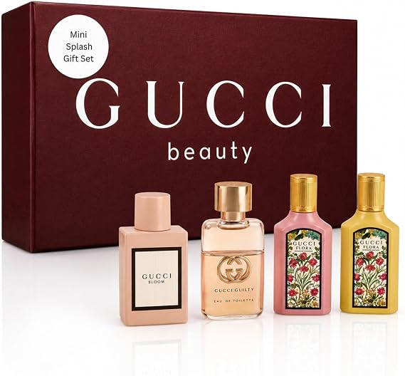 Gucci (W) Mini Set 4x5ML (FLORA GORGEOUS ORCHID+FLORA GORGEOUS GARDENIA+GUILTY POUR FEMME+BLOOM) (Dark Red)