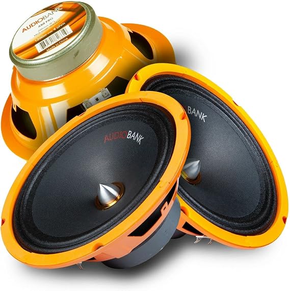 Audiobank 2X AB8Pro Series 8" Midrange Coaxial Loud 1200W Speaker 4-Ohms - Pair (2 Pieces) for Car, Van, ATV, Motorcycle, and Competition