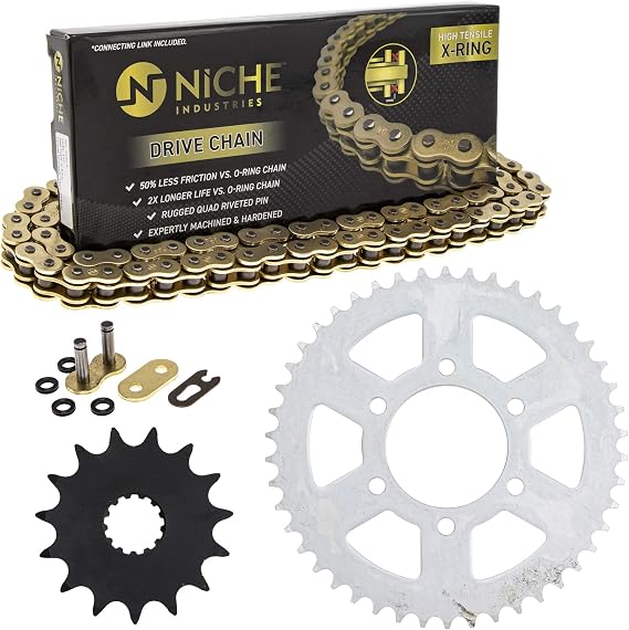 NICHE Drive Sprocket Chain Combo for Kawasaki Ninja 650 Versys Front 15 Rear 46 Tooth 520 X-Ring 114 Links