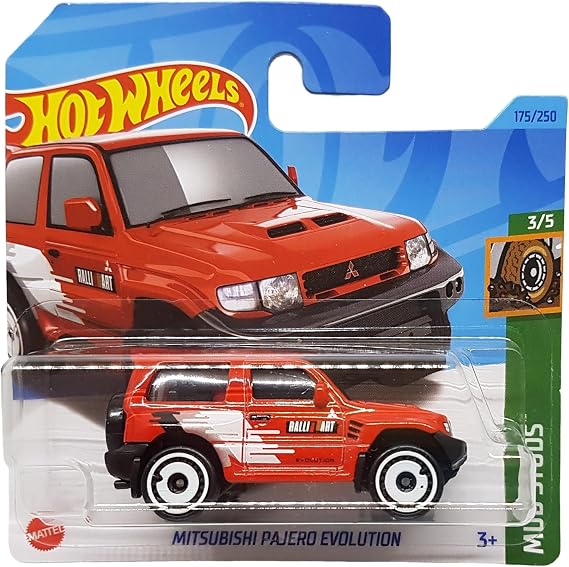 Hot Wheels - Mitsubishi Bajero Evolution - Mud Studs 3/5 - HKG47 - Short Card - Ralli Art - kırmızı - Mattel 2023