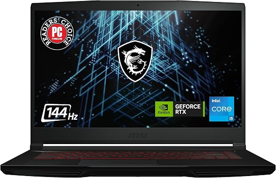 msi GF63 Slim Gaming Laptop: 11th Generation Intel Core i5, GeForce RTX 2050, 15.6" FHD 144Hz, 8GB DDR4, 512GB NVMe SSD, Cooler Boost 5, Win 11: Black 1UCX-1424US