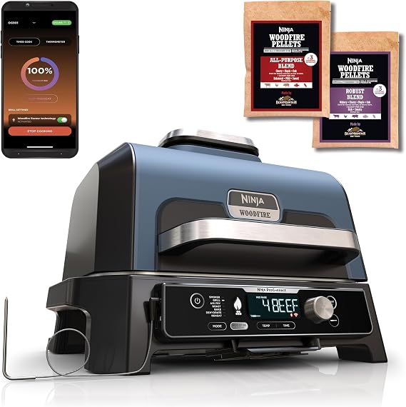 Ninja Woodfire Pro Connect XL Electric BBQ Smoker Grill Black