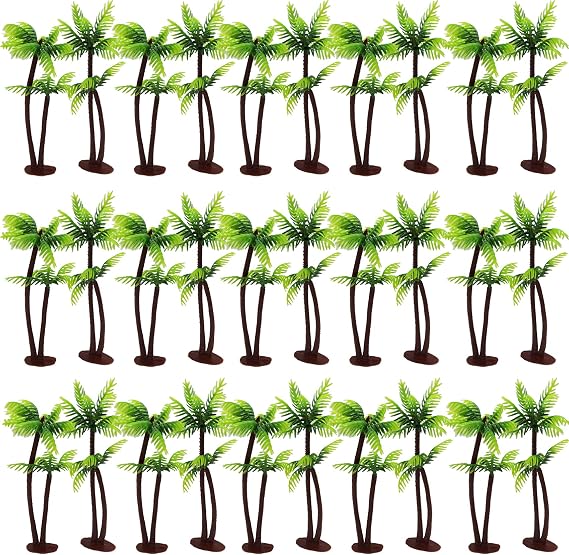 YOOHUA 25PCS Coconut Palm Artificial Trees - Charming Cupcake Topper Scenery for Cake Decorations or Building Model Landscape