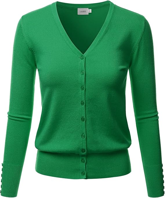 LALABEE Women's V-Neck Long Sleeve Button Down Sweater Cardigan Soft Knit(S-XXL)