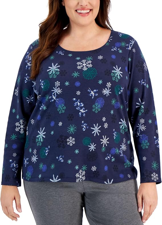 Karen S Plus Size Winter Magic Scoop Neck Top