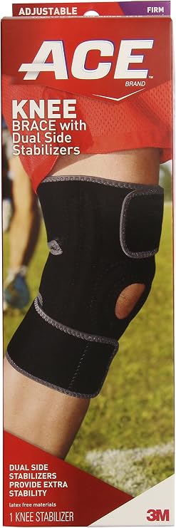 ACE Adjustable Knee Brace with Dual Side Stabilizers, Helps Support weak, Injured, Arthritic or Sore Knee, One Size Fits Most