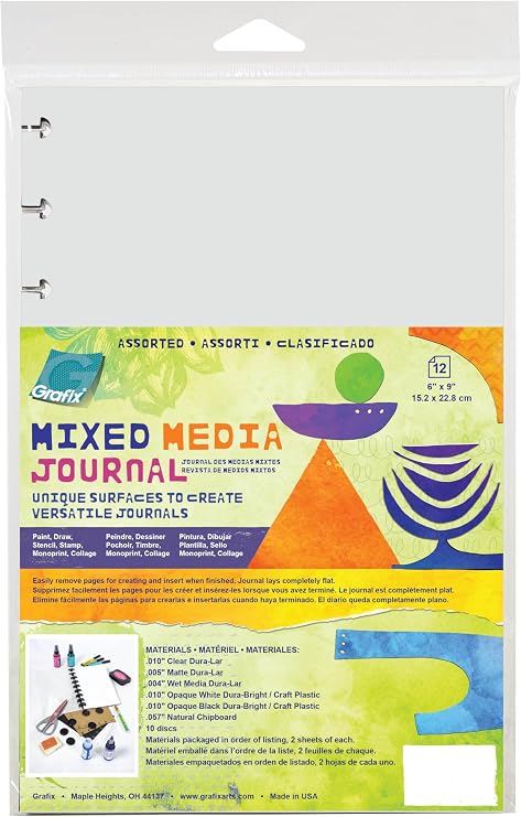 Grafix Mixed Media Journal Assorted Films 6"x9", Pack of 12 Sheets