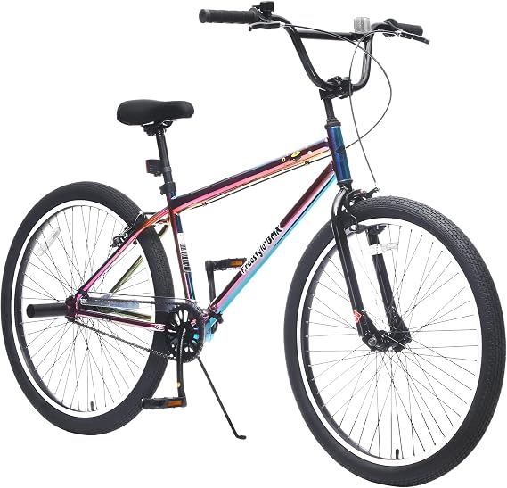 26 Inch Freestyle Bike for Teens and Adult Bikes, BMX Bike Steel Frame Single-Speed with 2 Pegs, Front Caliper Brake and Rear V Brake, Bicycles for Men and Women, Multiple Colors