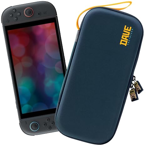 FUNLAB Switch 2 Carrying Case Compatible with Nintendo Switch 2/1/OLED, Portable Hard Shell Switch Carry Case with 10 Game Card Slots for Travel, Dave the Diver Official Licensed, Blue