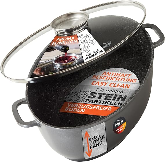 Warimex Stoneline 13981 Gourmet Roasting Pan with Aroma-Protecting Lid