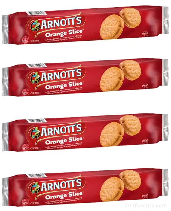 OrangeSlice Biscuits (Value Pack of 4 x 250g Ea) Two Crunchy Biscuits Sandwich a Layer of Rich Orange Cream Filling with Real Orange Essence, Bestsellers!