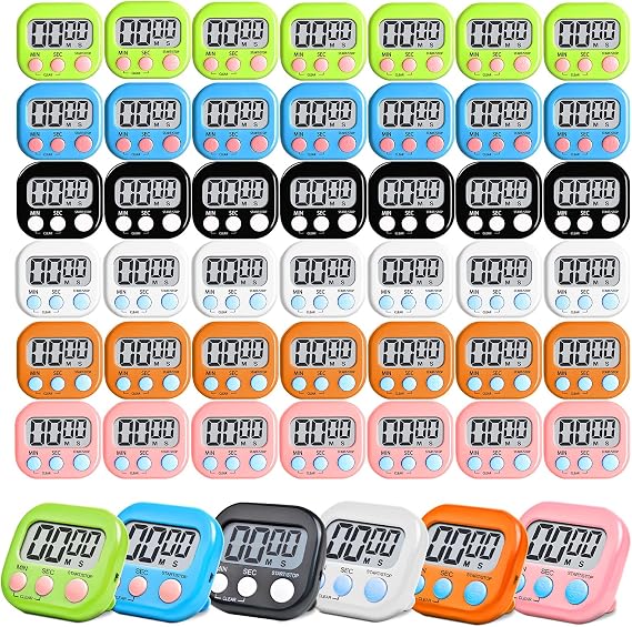 48 Pcs Digital Kitchen Timer Bulk Small Magnetic Backing Stand