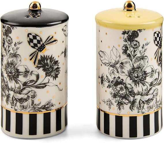 MACKENZIE-CHILDS Porcelain Salt & Pepper Set, Bee Toile