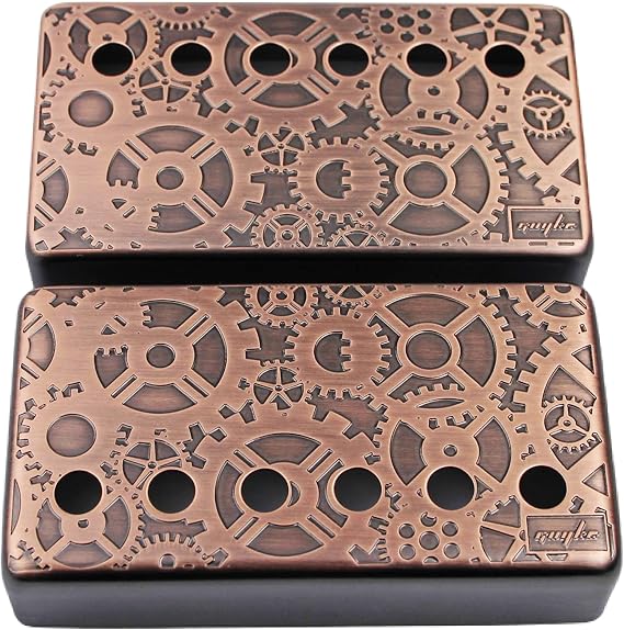 Guyker Humbucker Pickup Cover (50mm/52mm Pole Spacing) Cupronickel Bridge and Neck Pickups Frame Set Replacement Parts for Les Paul LP Style Electric Guitar, Gear Style, PC004 Bronze
