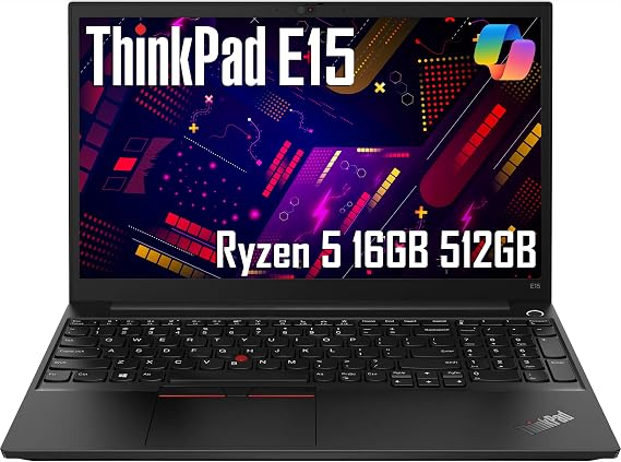 Lenovo ThinkPad E15 Business Laptop (15.6" FHD IPS Anti-Glare, 16GB RAM, 512GB SSD, AMD Ryzen 5 5500U (Beats Intel i7-1165G7)), Numeric keypad, Webcam, Ethernet, Wi-Fi 6, Win 10 Pro/Win 11 Pro
