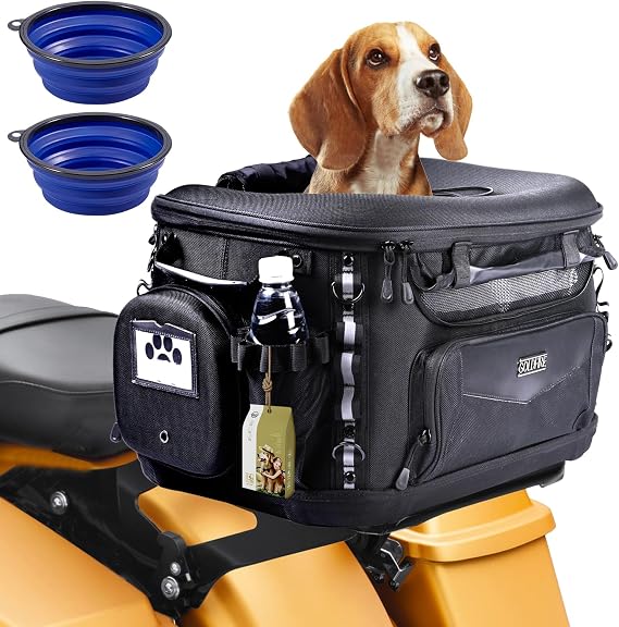 Universal Motorcycle Dog Carrier Portable Riding Travelling Pet/Cat Crate for Harley Street Glide Road King Touring Trike Triumph Tiger 900 BMW F650GS Goldwing