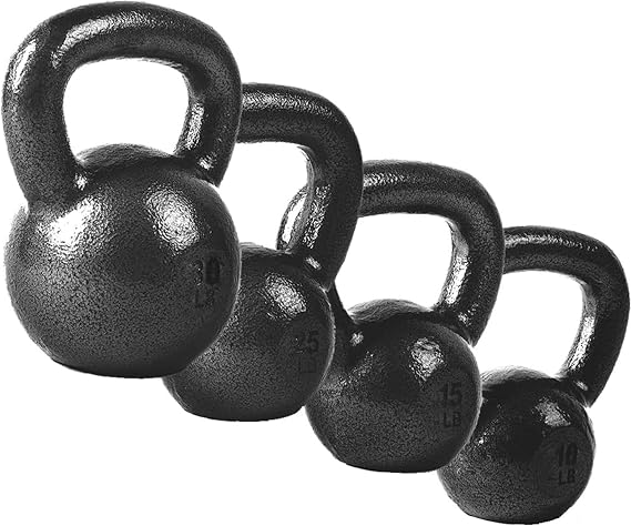 CAP 80 LB Cast Iron Kettlebell Set, 10/15/25/30 LB, Black