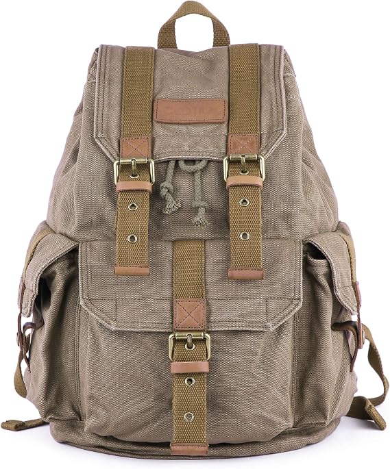 GOOTIUM 21101AMG-S Specially High Density Thick Canvas Backpack Rucksack, Field Tan, Small