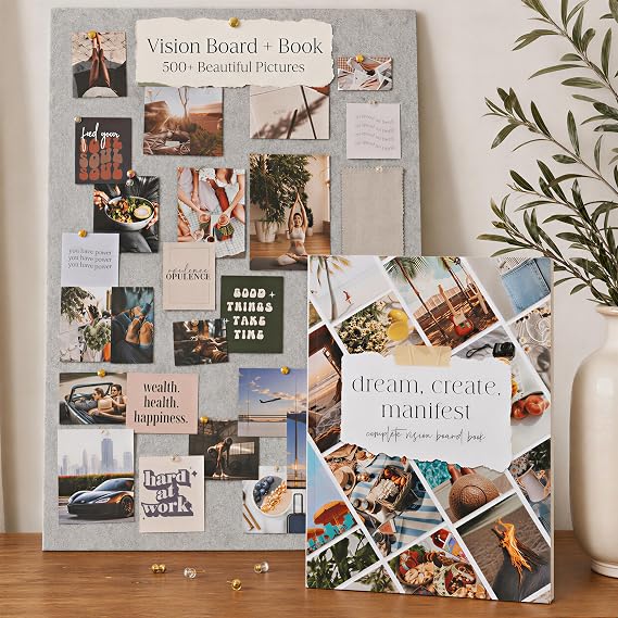 ZICOTO Inspirational Vision Board Kit - Complete Set with Book & Felt Board