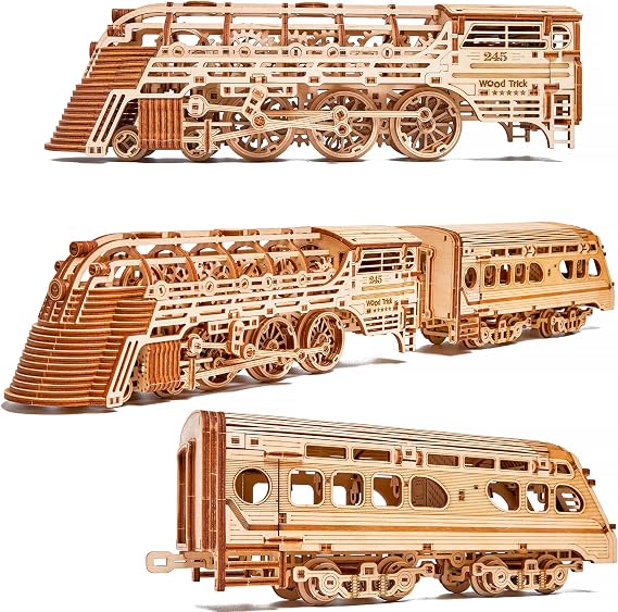 Wood Trick Atlantic Express Train 3D Wooden Puzzles for Adults to Build