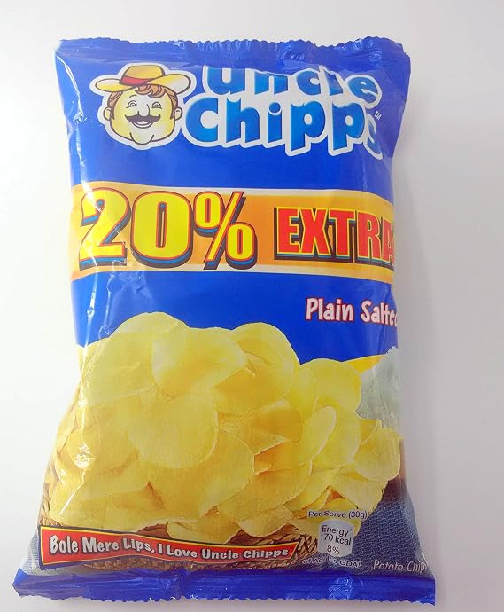 Uncle Chipps - Chips - Plain Salted, 30 grams Pack, India