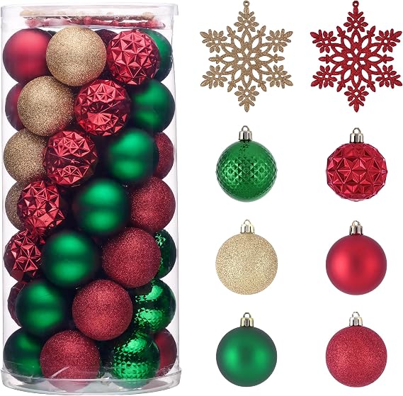 Valery Madelyn 50ct Christmas Tree Decorations Ball Ornaments 2.36 Inches