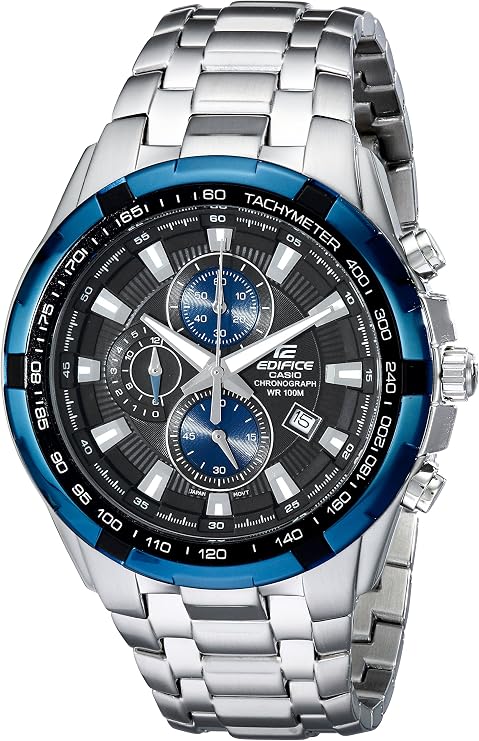 Casio メンズ Ef539D-1A2エディフィスステンレススチールアナログブラッククロノグラフウォッチのダイヤル