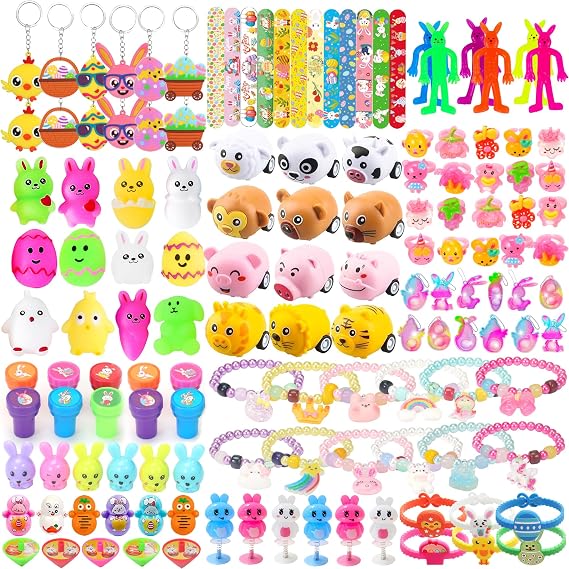 PLOUGVI 312Pcs Easter Egg Fillers & Basket Stuffers - Easter Toys for Egg Hunt Supplies, Party Favors, Gifts and Essentials