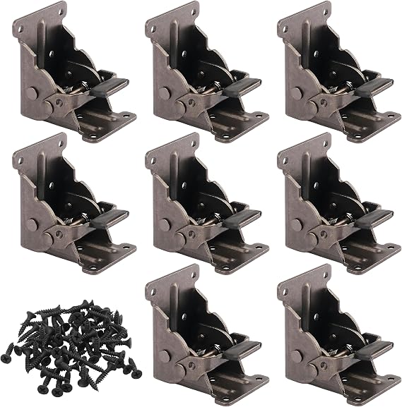 8 Pack Folding Leg Brackets, Folding Table Leg Bracket, Self-Locking Hinge, Foldable Support Bracket with Screws for DIY Tables, Beds, Folding Workbenches, by GENHAKON