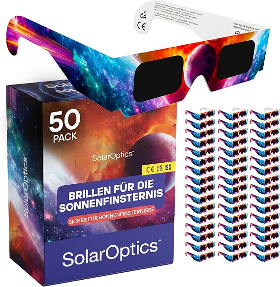 Solar Eclipse Glasses with Mobile Phone Filter - ISO 12312-2 & CE Certified Safe Sun Observation + Smartphone Filter Set AAS 2026