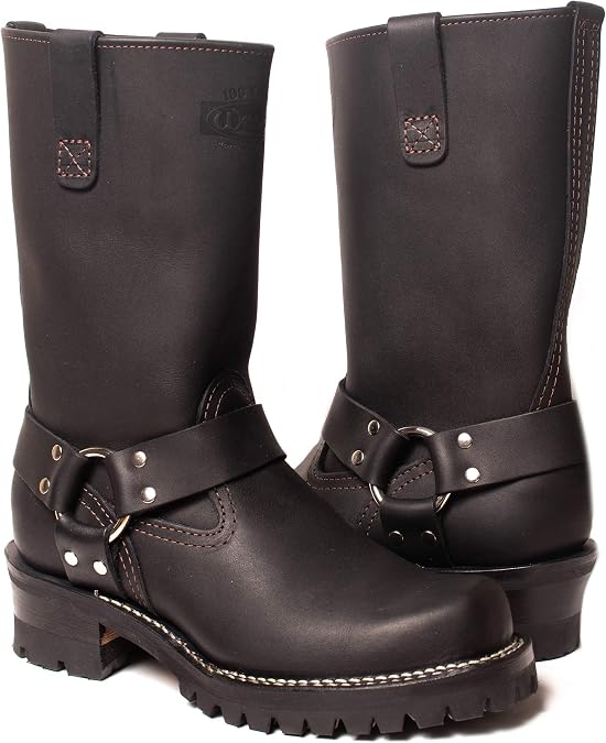 Wesco Harness 11" Heavy Oiled Black Cowhide Leather Boots USA-Made