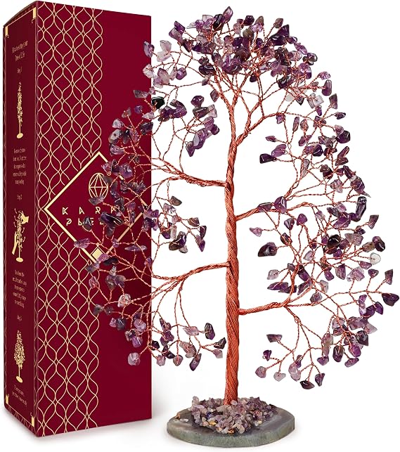 Crystal Tree of Life Birthday Gifts for Women, Men, Frineds, Handmade Amethyst Chakra Tree for Home, Room, Office Decor, Bring Money, Positivity, Reiki Healing, Good Luck, Gifts for Mom & Dad