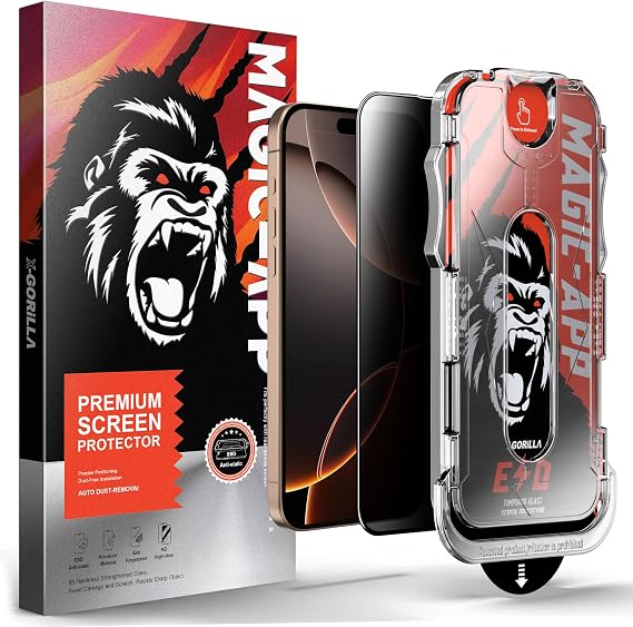 Klasse X-Gorilla iPhone 15 Pro Max Ghost Screen Protector | Privacy Filtered & 9H Unbreakable | Full Coating Dust-Free Application