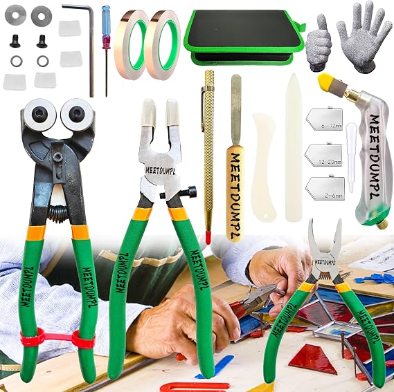 27 Stained Glass Kit,Glass Cutting Tool,for Stained Glass,Mosaics,Breaking.