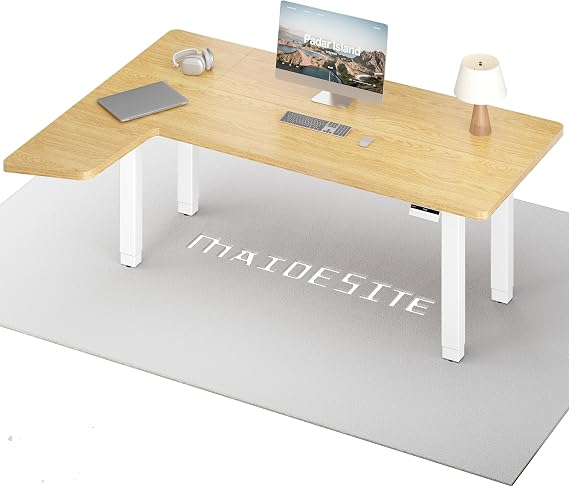 MAIDeSITe L Shaped Standing Desk, 180 * 120cm Height Adjustable Electric Sit Stand Desk, Ergonomic Stand Up Table Dual Motor Load 160KG, Ultra-stable 4 Legs Computer Desk for Office Home