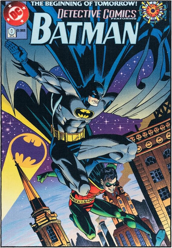 Gertmenian DC Comics Batman Indoor Area Rug - 4x6 Large, Non-Slip, Ideal for Children in Bedroom, Game Room, Classroom, Nursery or Play Area - Superheo Cover, Multicover, 49063