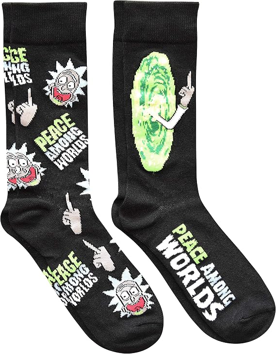 RICK AND MORTY Peace Among Worlds Men's Crew Socks 2 Pair Pack
