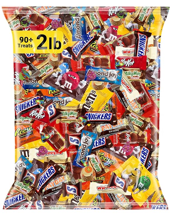 Halloween Bulk Chocolate Candy Variety Pack 2 lb, 90+ Ct Fun Size Assorted
