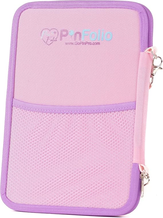 PinFolio Classic Pin Display Bag, Lightweight Sports Pin Book Designed for Storage & Easy Trading Up to 100 1-Inch Enamel Pins (Pink & Lavender)