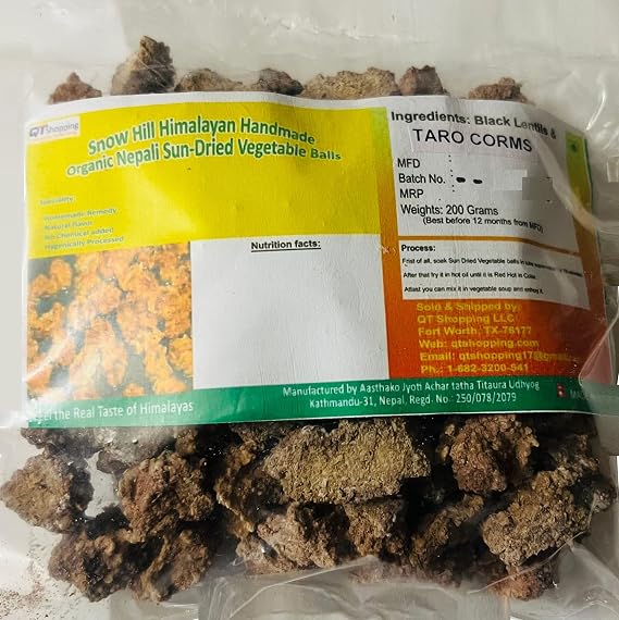 Homemade Mass Ko Masaura Masyaura Fermented Sun-dried Vegetable Balls Made with a Combination of Minced Colocassia Fruit/Yam Taro with Black Lentils (Mass) Maseura