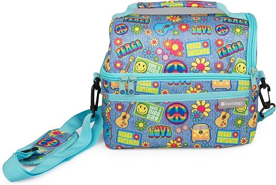 Insulated Durable Lunch Bag - Reusable Meal Dome With Handle and Pockets - Retro