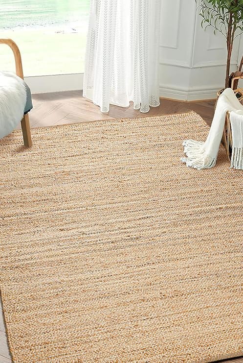 Hausattire Hand Braided Jute Area Rug, 8x10 ft, Natural