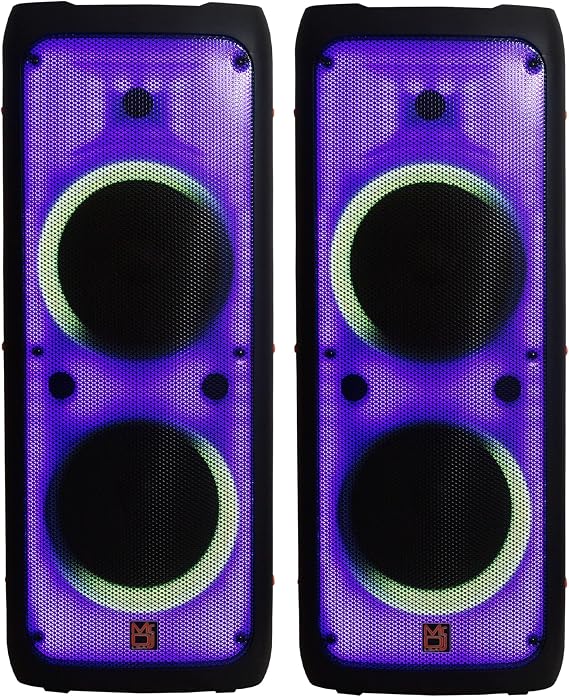 2 MR DJ FLAME5500LED Professional Portable Dual 12 3-Way Full-Range Powered/Active DJ PA Multipurpose Live Sound Bluetooth Loudspeaker