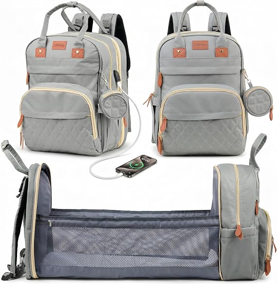 Diaper Bag Backpack with Changing Station | 600D Oxford Waterproof Baby Bag for Mom & Dad | Large Baby Diaper Bag Boy Girl | 16 Pockets, USB Charging Port, Foldable Pad
