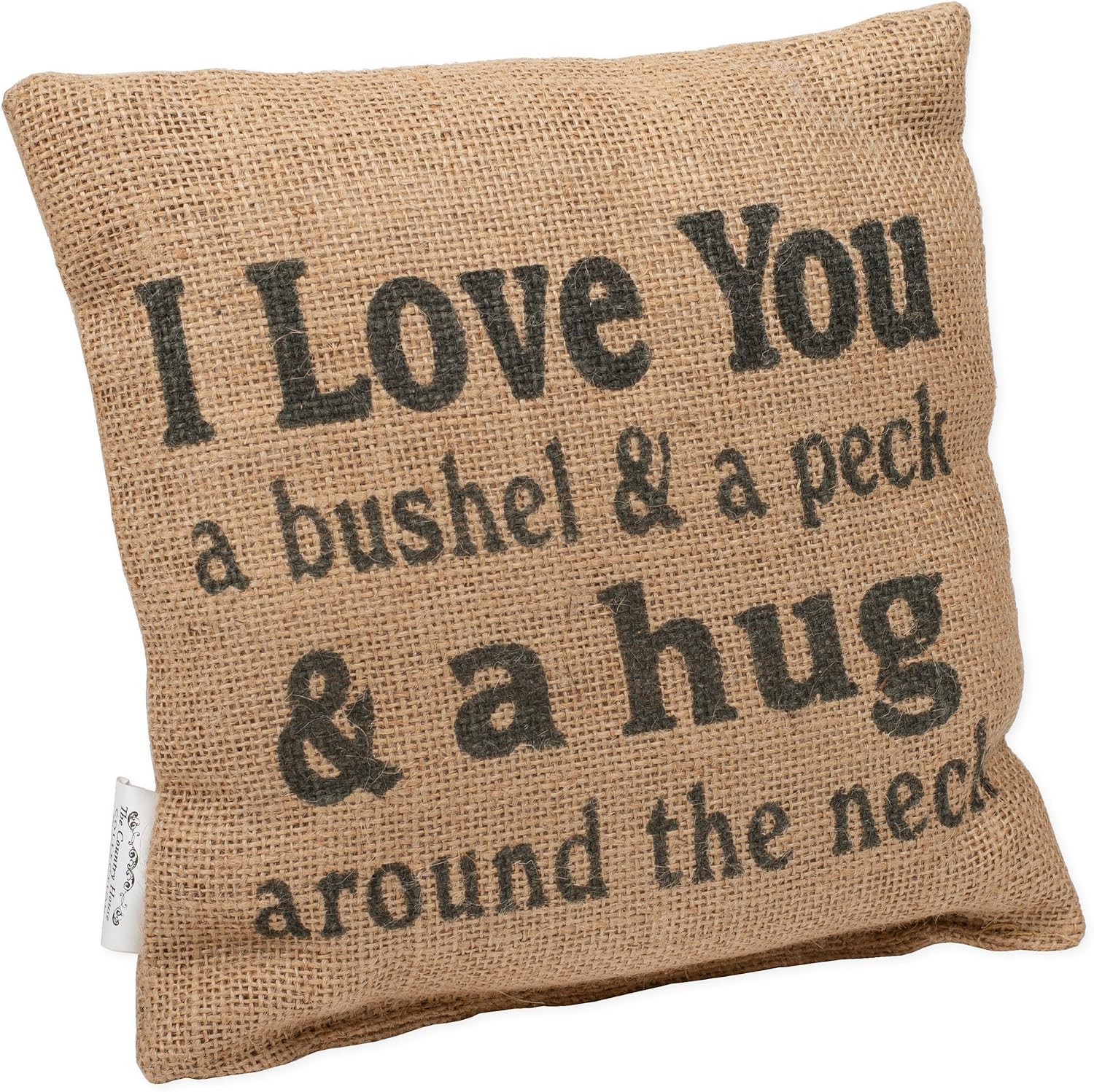 Country House Collection 8 x 8 Mini Burlap Pillow Bushel and a Peck